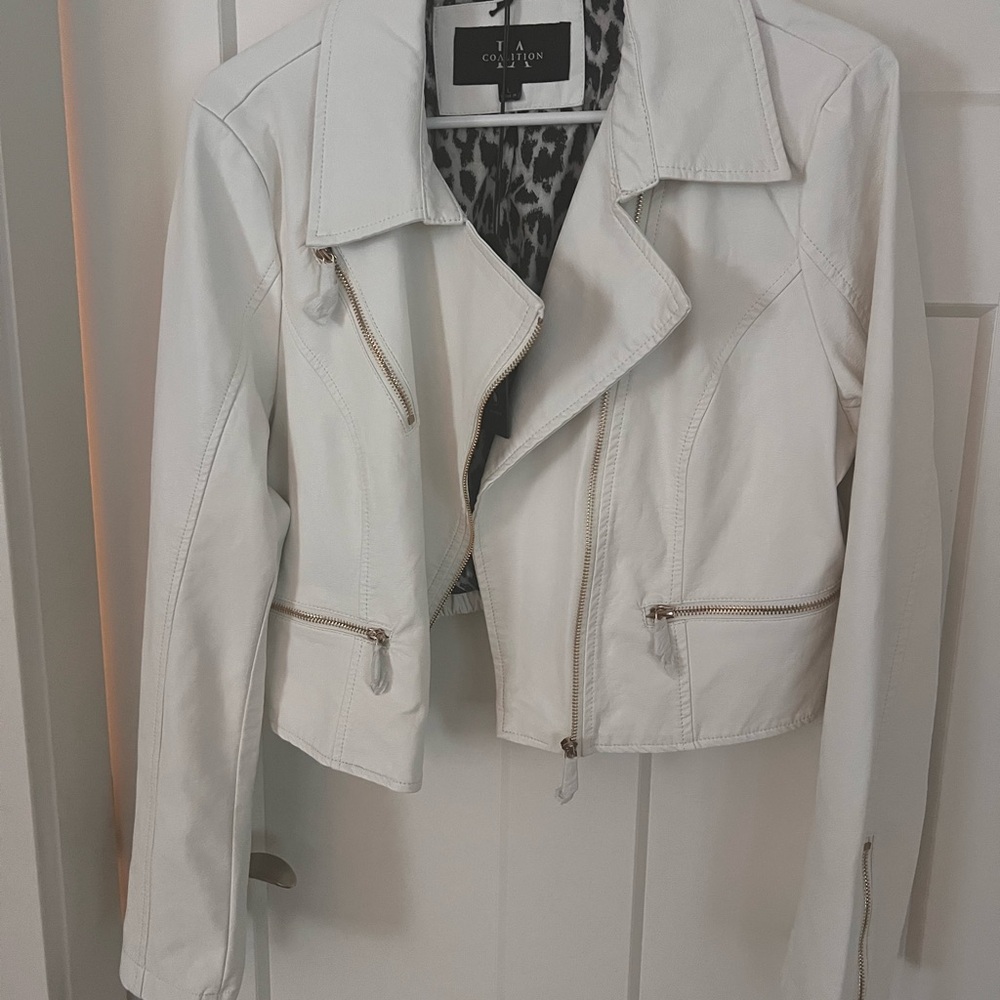 Collection B White Vegan Leather Jacket